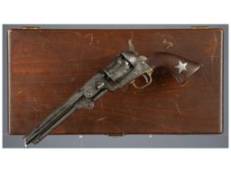 Engraved Colt Model 1851 Navy Percussion Revolver with Case