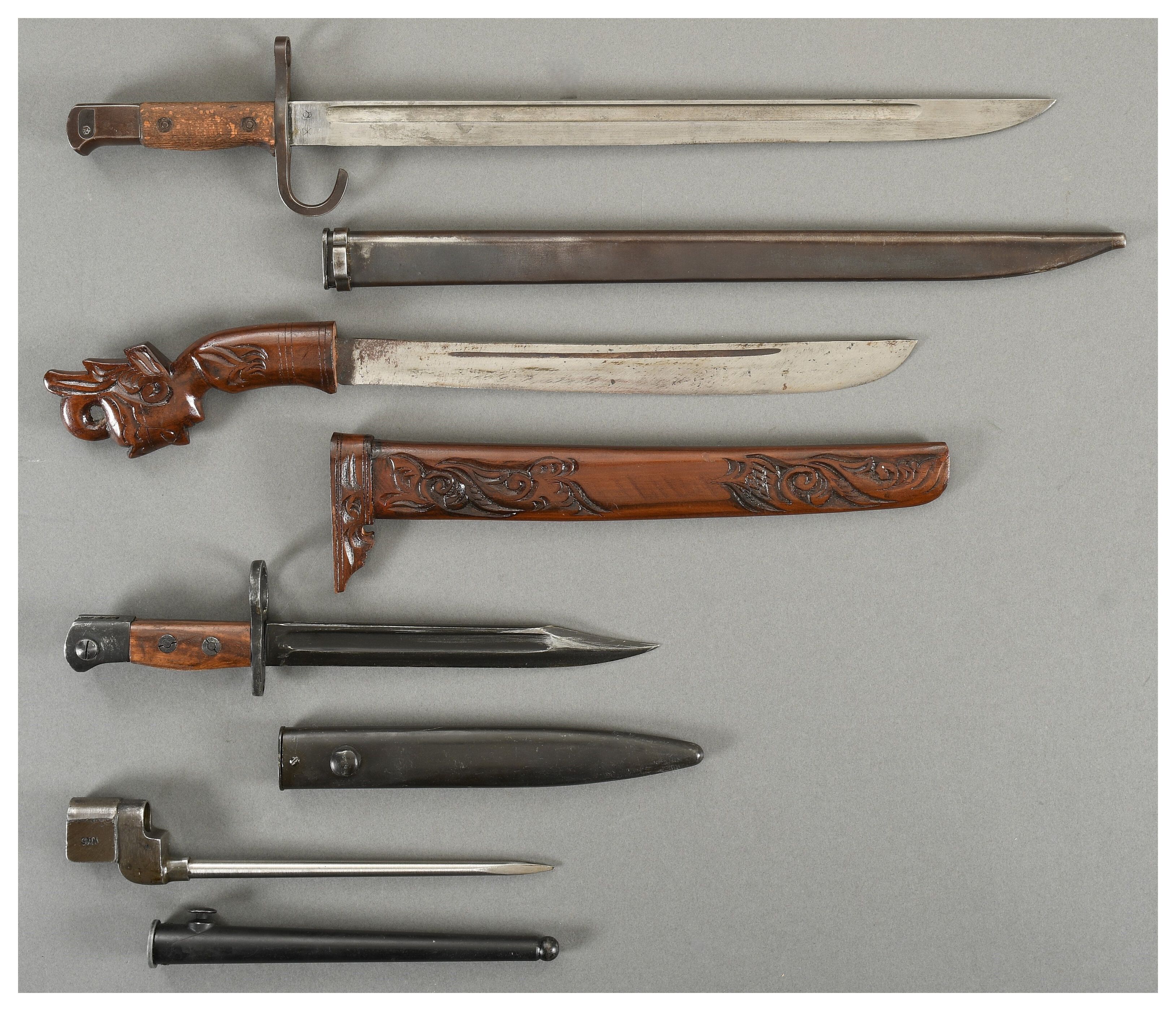 Three Bayonets and One Knife with Sheaths | Rock Island Auction
