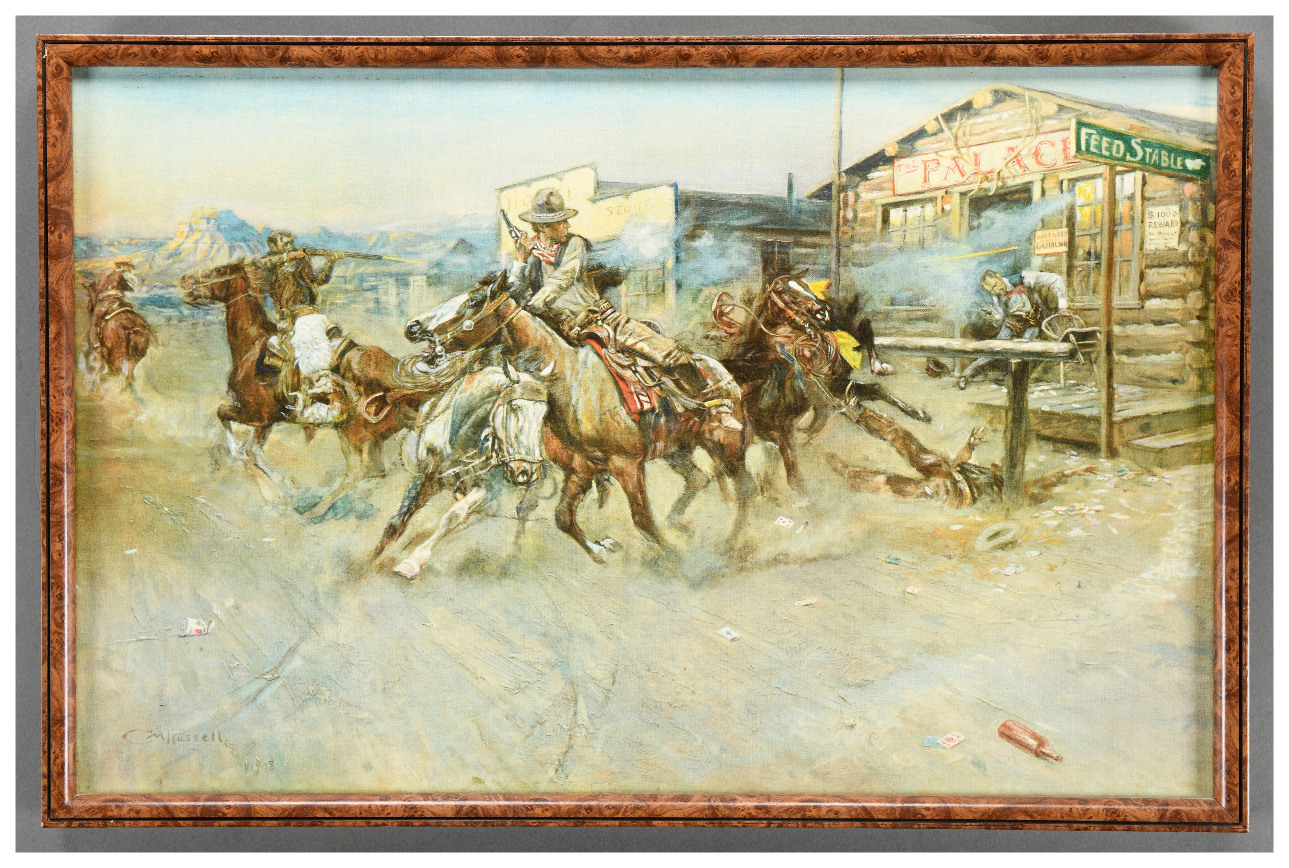 Framed "Smoke of a .45" by C.M. Russel Rock Island Auction