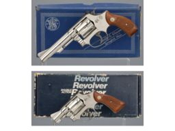 Two Smith & Wesson Model 34-1 Double Action Revolvers with Boxes