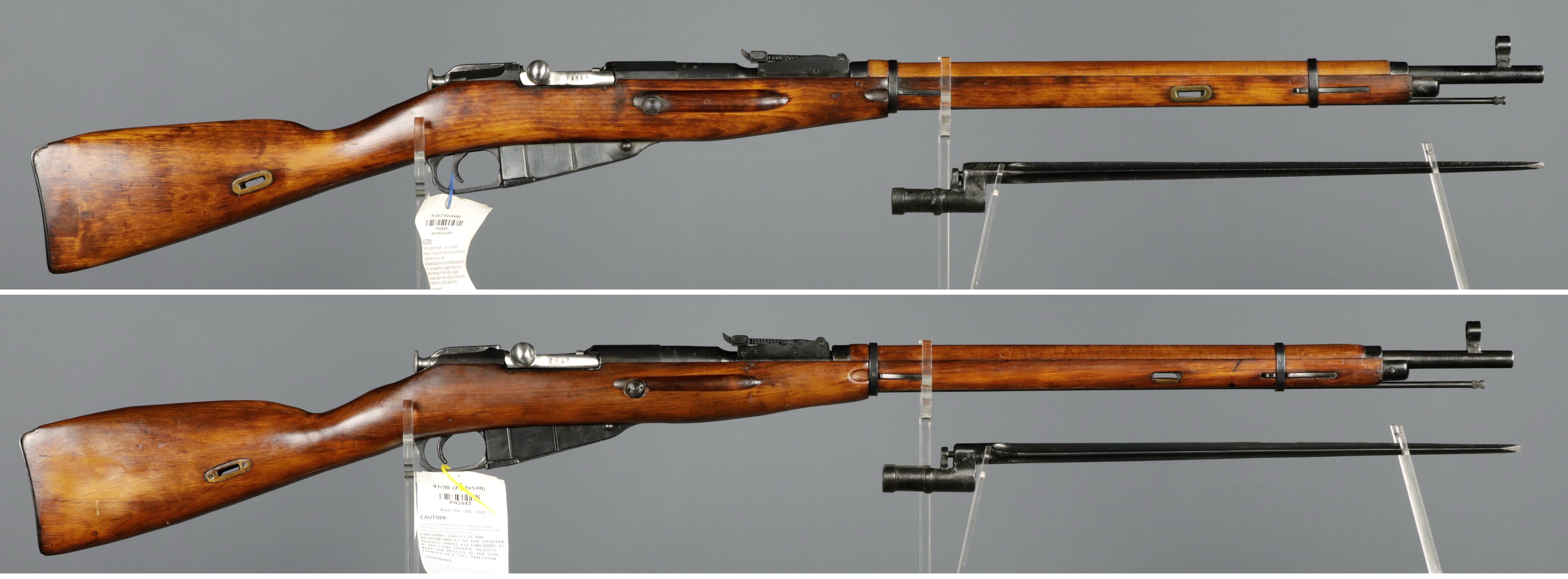 Model 91 Rifle Two Russian Model 91/30 Bolt Action Rifles with Bayonets | Rock Island ...