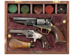 Cased Set of Two Antique American Revolvers