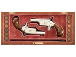 Cased Set of Two Colt #3 Derringer Single Shot Pocket Pistols