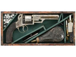 Engraved Joseph Bourne Double Action Percussion Revolver