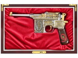 Engraved and Gold Inlaid Mauser C96 Bolo Broomhandle Pistol