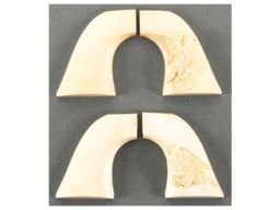 Two Pair of Eagle Relief Carved Ivory Grips