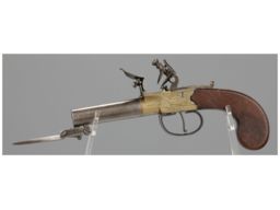 British Sommers & Stanley Flintlock Pistol with Bayonet