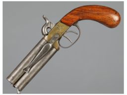 Engraved British Over/Under Percussion Pistol