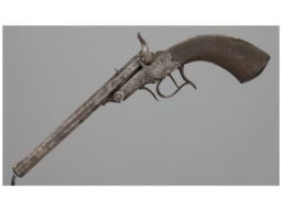 Antique Engraved Belgian Liege Proofed Tip-Up Pistol