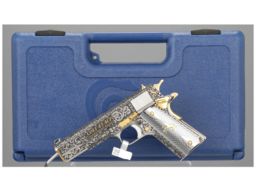 Relief Engraved and Gold Plated Colt Government Model Pistol