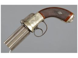Engraved D. Egg Double Action Percussion Pepperbox Revolver