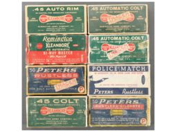 Eight Vintage Colt 45 Ammunition Boxes