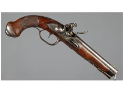 Engraved and Silver Inlaid Heinrich Diem Signed Flintlock Pistol