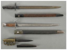 Three Military Edged Weapons with Scabbards