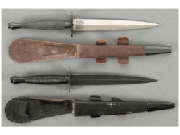 Two Fairbairn Sykes Pattern Fighting Knives with Scabbards