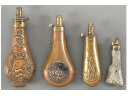 Four Metal Powder Flasks