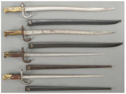 Four French Bayonets with Scabbards