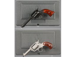 Two Ruger New Bearcat Single Action Revolvers with Cases 