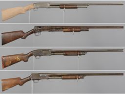 Four American Slide Action Shotguns