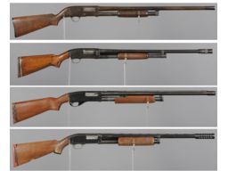Four American Slide Action Shotguns