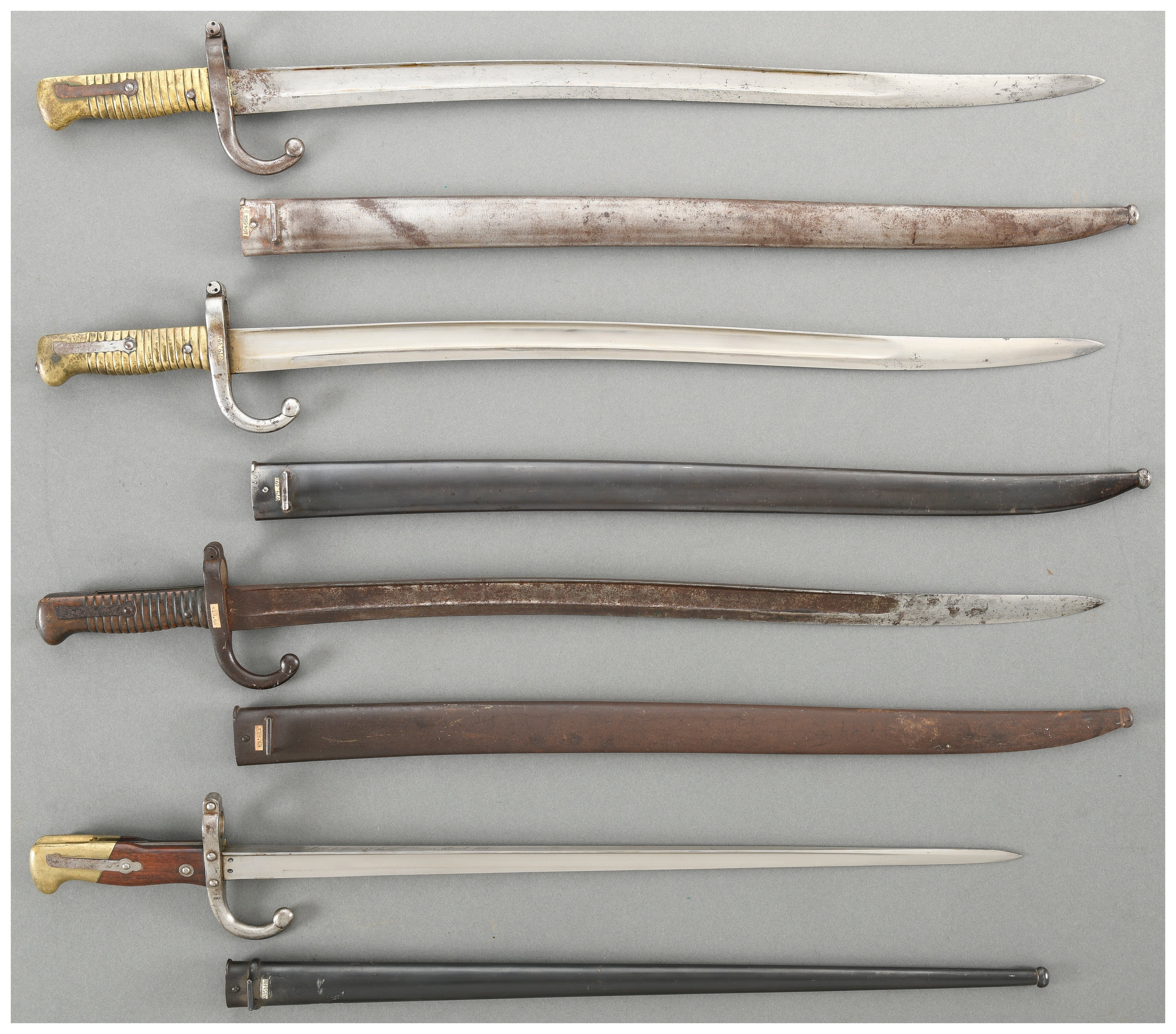 Four French Bayonets with Scabbards | Rock Island Auction