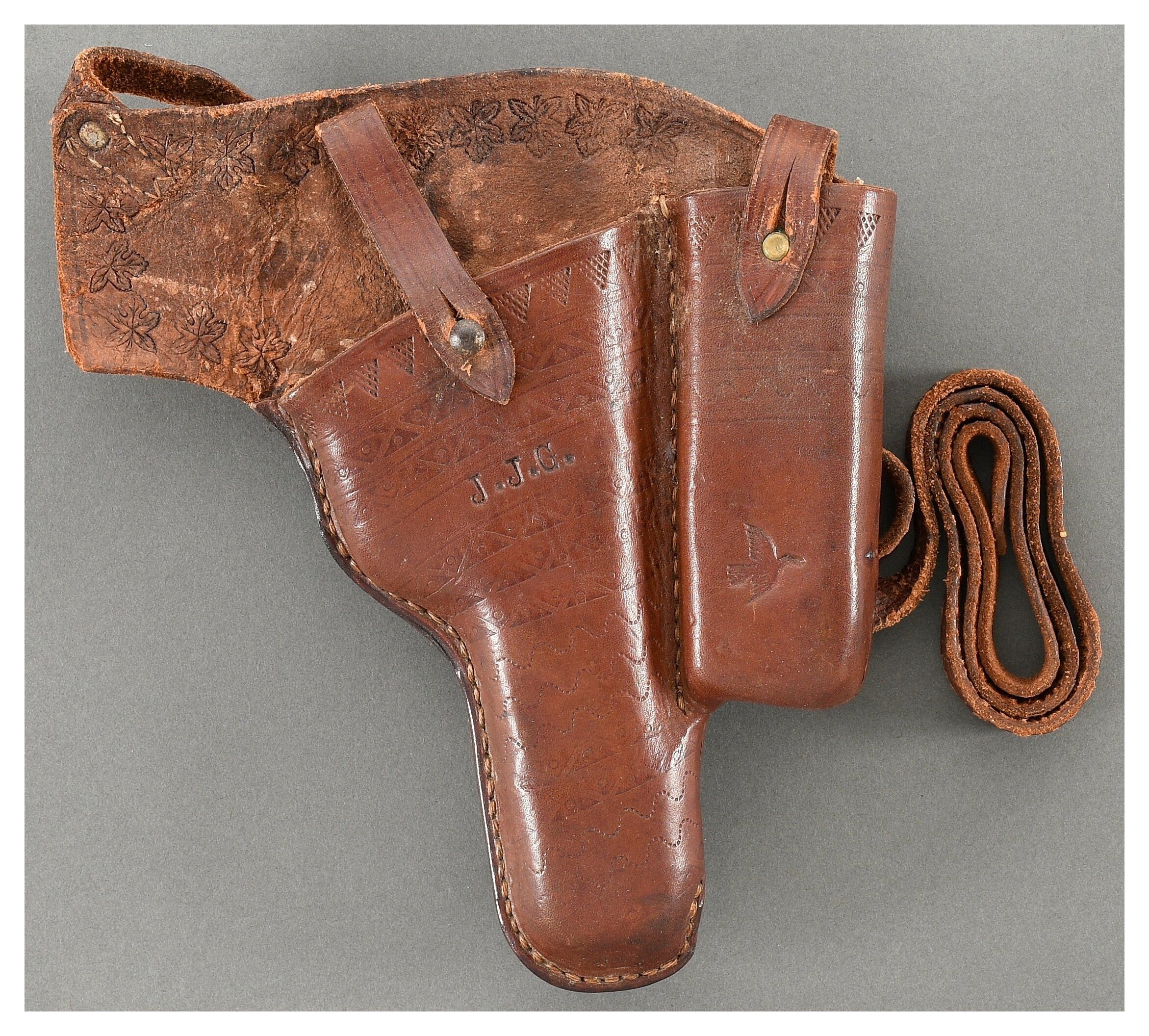 Tooled Leather Holster with Belt | Rock Island Auction