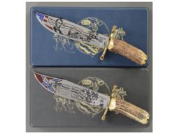 Pair of Cased Civil War Commemorative Mason Dixie Bowie Knives 