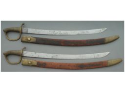 Two Dutch M1819 Short Swords with Scabbards 