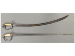 Two Etched U.S. Federal Eagle Head Pommel Swords