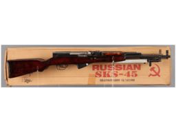 Soviet Russian SKS-45 Semi-Automatic Rifle with Box