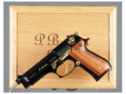 Engraved Gold Inlaid Beretta Model 92F Semi-Automatic Pistol