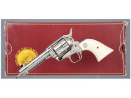 Colt 3rd Gen Single Action Army with Scrimshaw Grips and Box