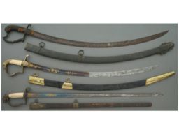 Three Officers Swords with Scabbards