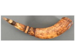 New York Map Engraved Powder Horn Inscribed "T.P/1759"