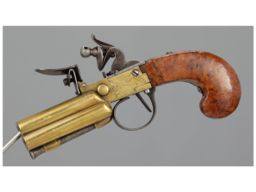 Brass Four Barrel Flintlock Pistol