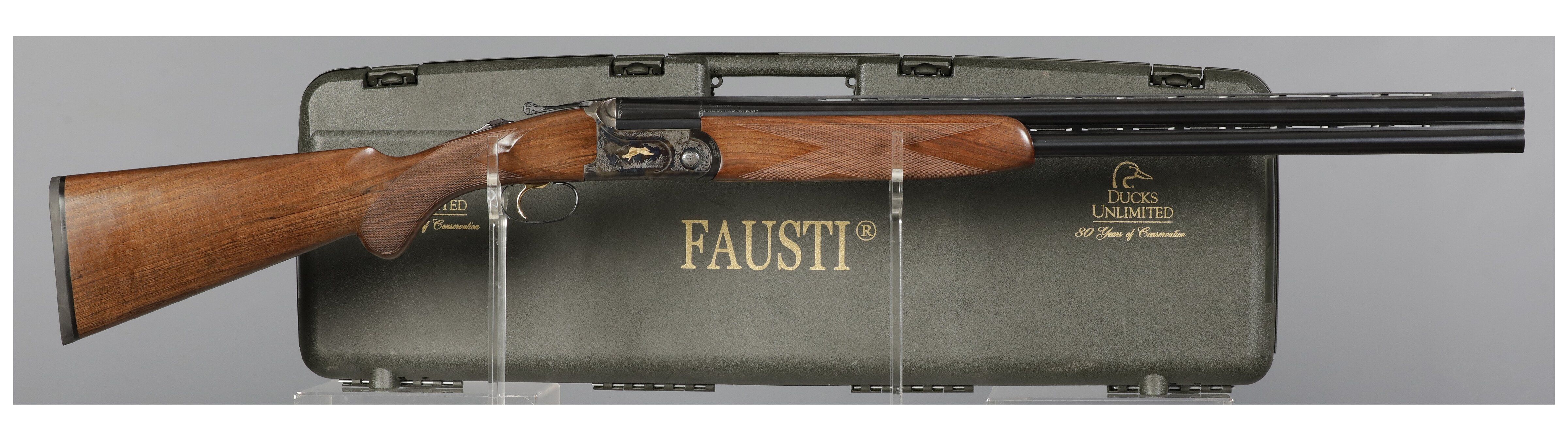Engraved and Gold Inlaid Fausti Over/Under Shotgun with Case | Rock ...