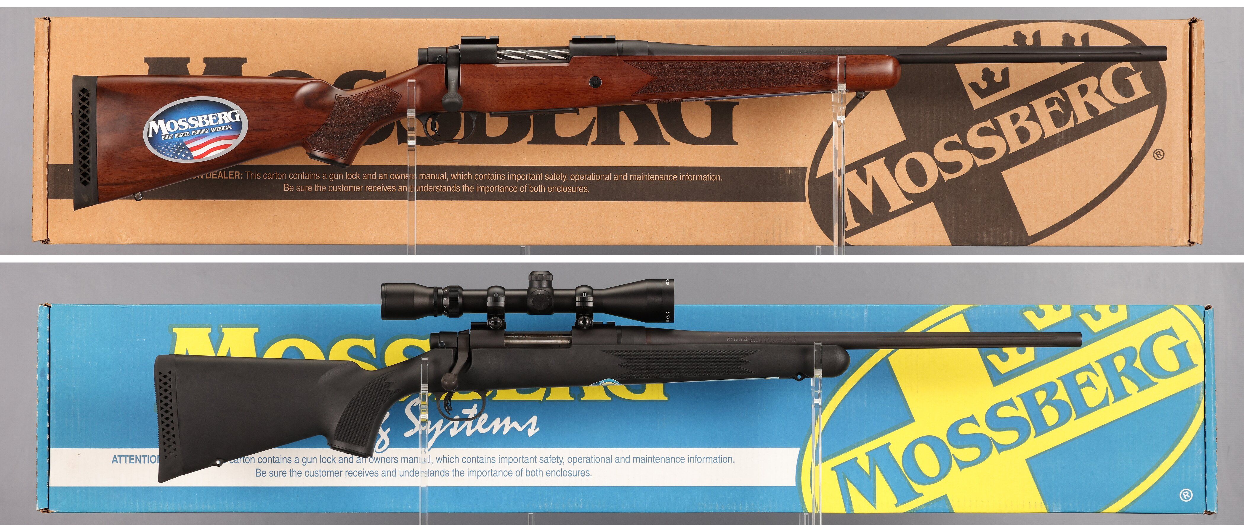 Mossberg Rifles Two Mossberg Bolt Action Rifles with Boxes | Rock Island Auction