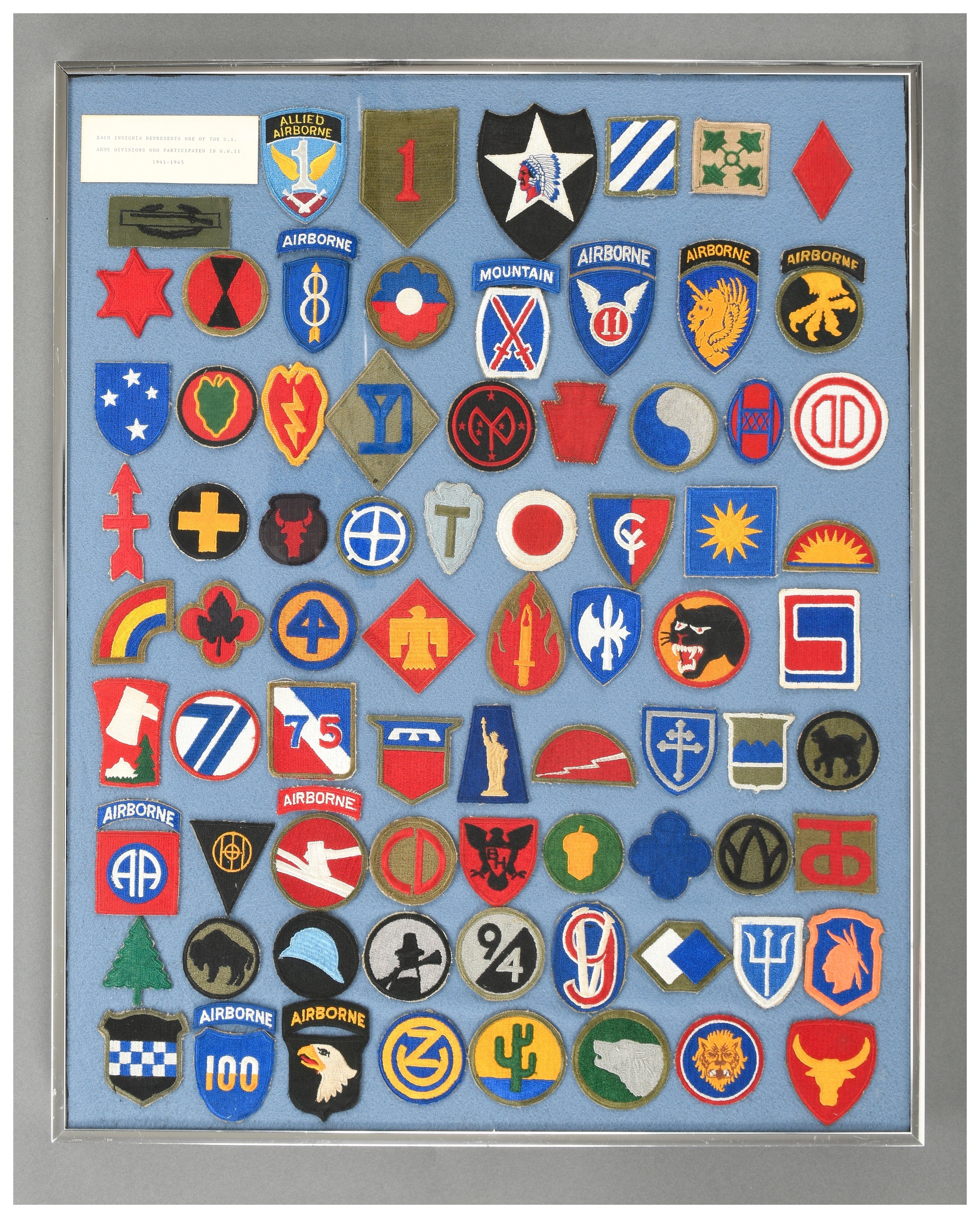 Framed Collection of World War II U.S. Division Patches | Rock Island ...