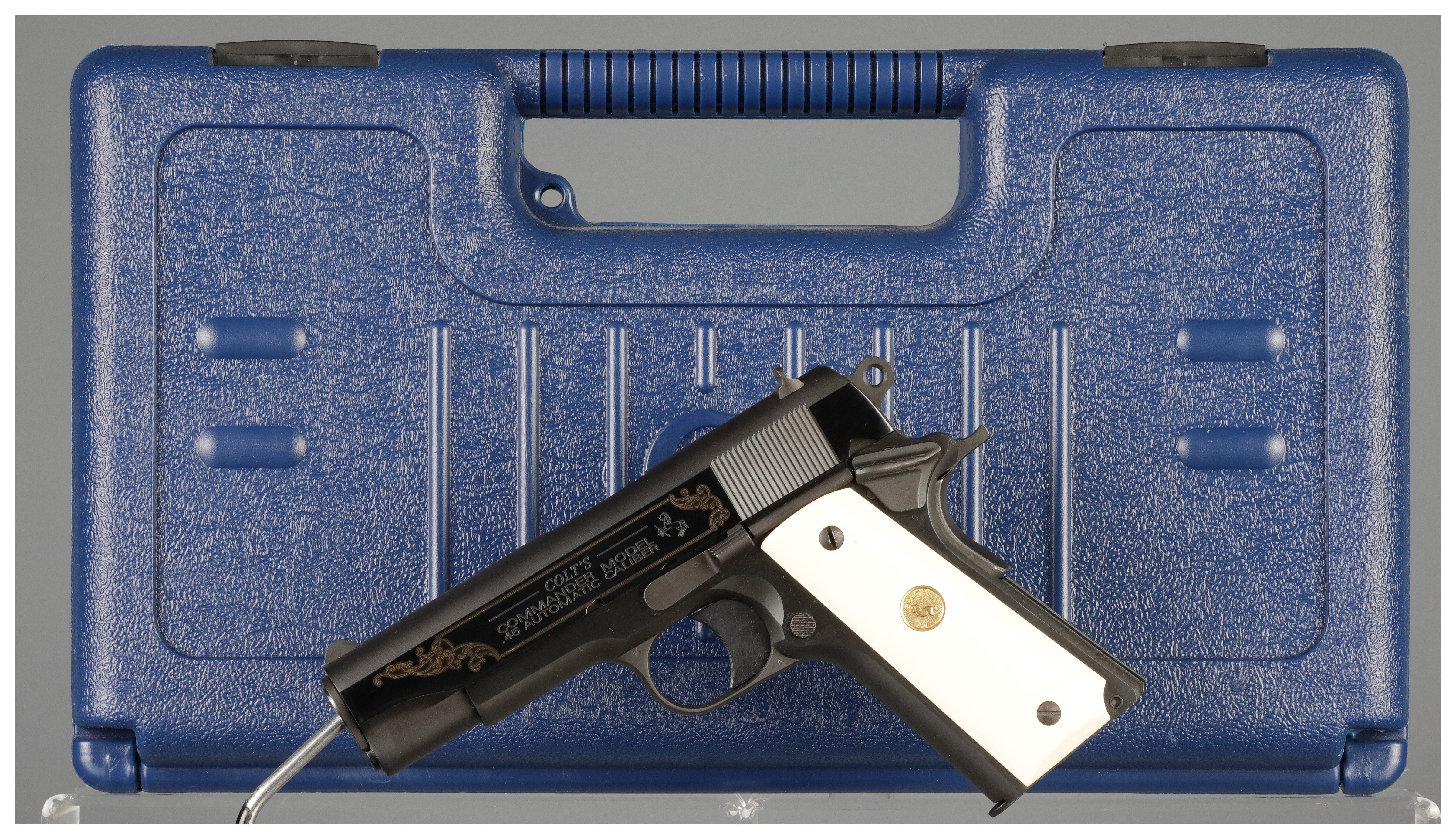 Engraved and Gold Inlaid Colt Series 80 Commander Model Pistol