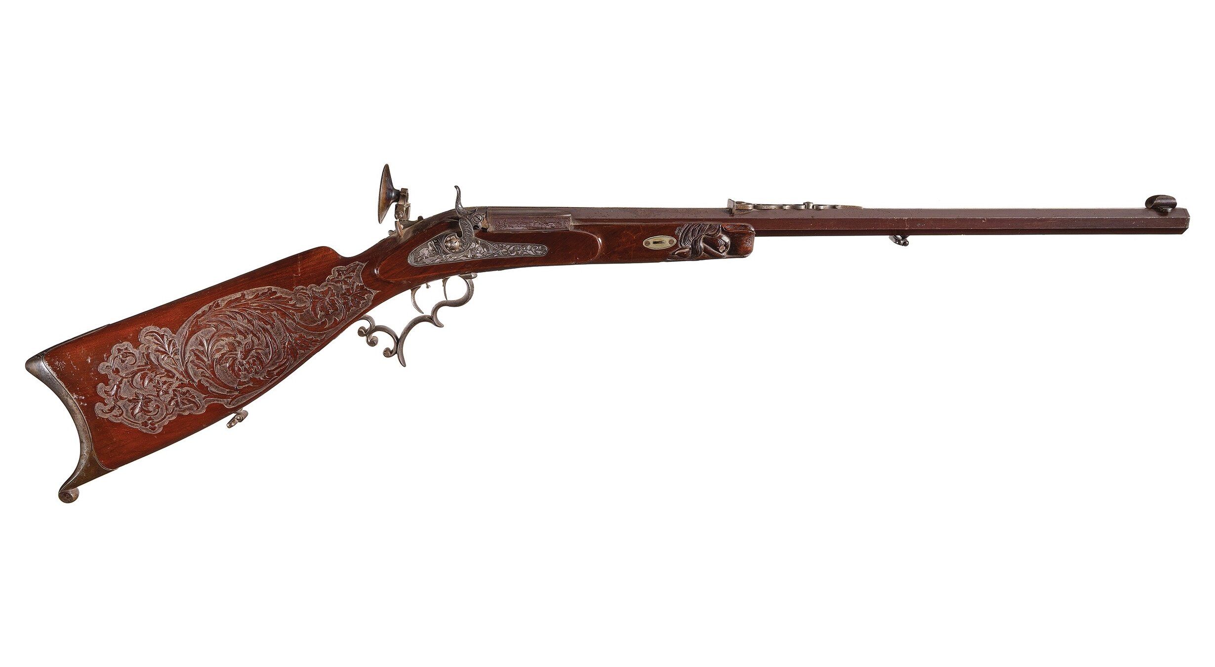 Engraved and Carved Stiegele Percussion Zimmerstutzen Rifle | Rock