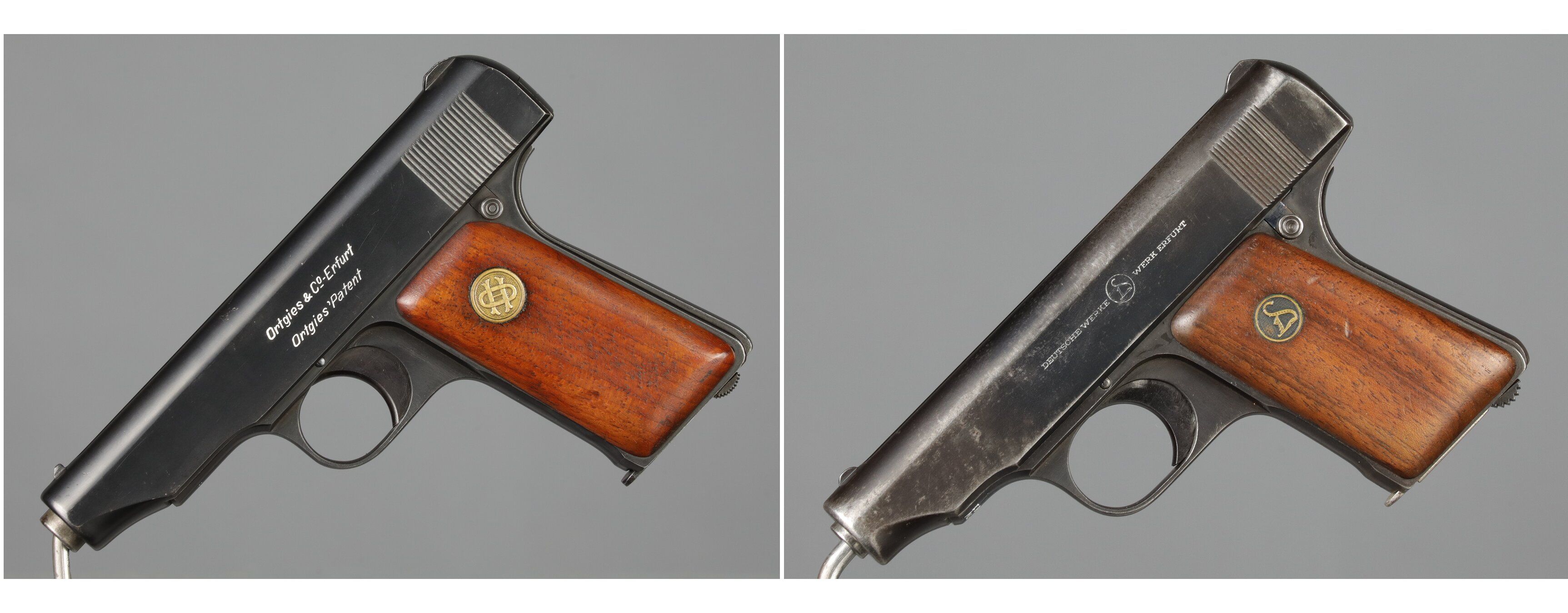 The Isle Rocks Two Ortgies Patent Semi-Automatic Pistols | Rock Island Auction