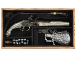 Silver Mounted Flintlock Sword Pistol with Scabbard | Rock Island
