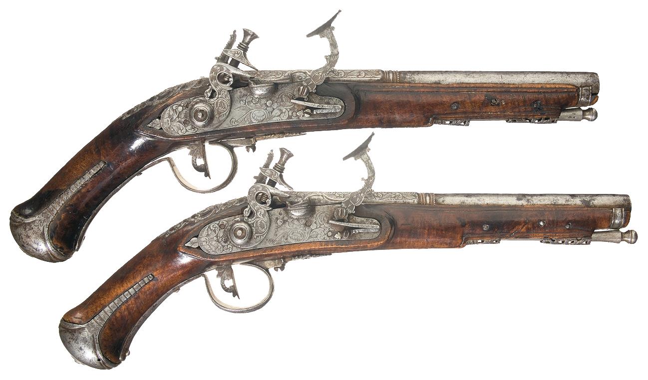 Pair of Brescian Late 17th Century Snaphaunce Flintlock Pistols