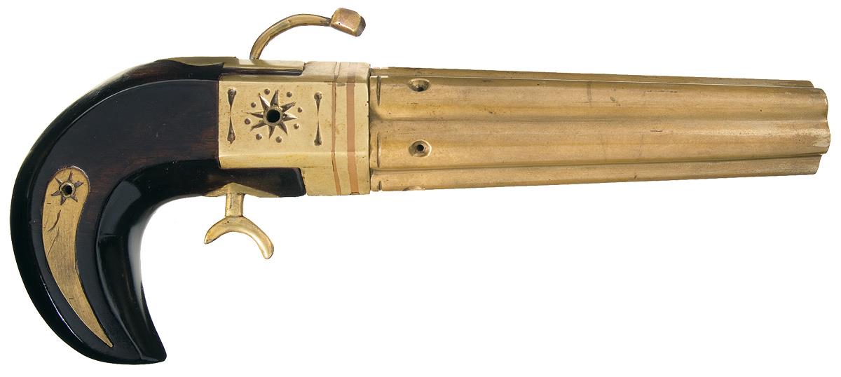 当時物 83-84 ASローマ（H）＃5 ファルカン M1727m Unidentified Brass Framed Matchlock Pepperbox Hand Cannon | Rock