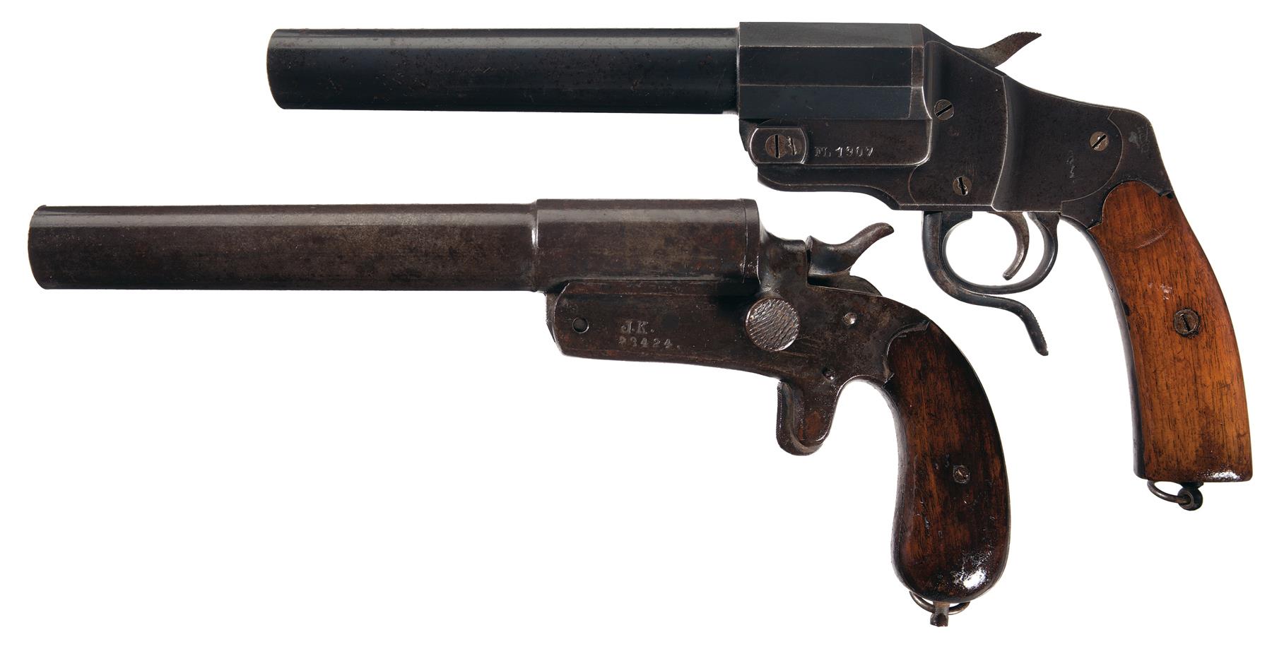 Two WWI Flare Guns -A) Hebel Model 1894 Flare GunUsed by German military fo...