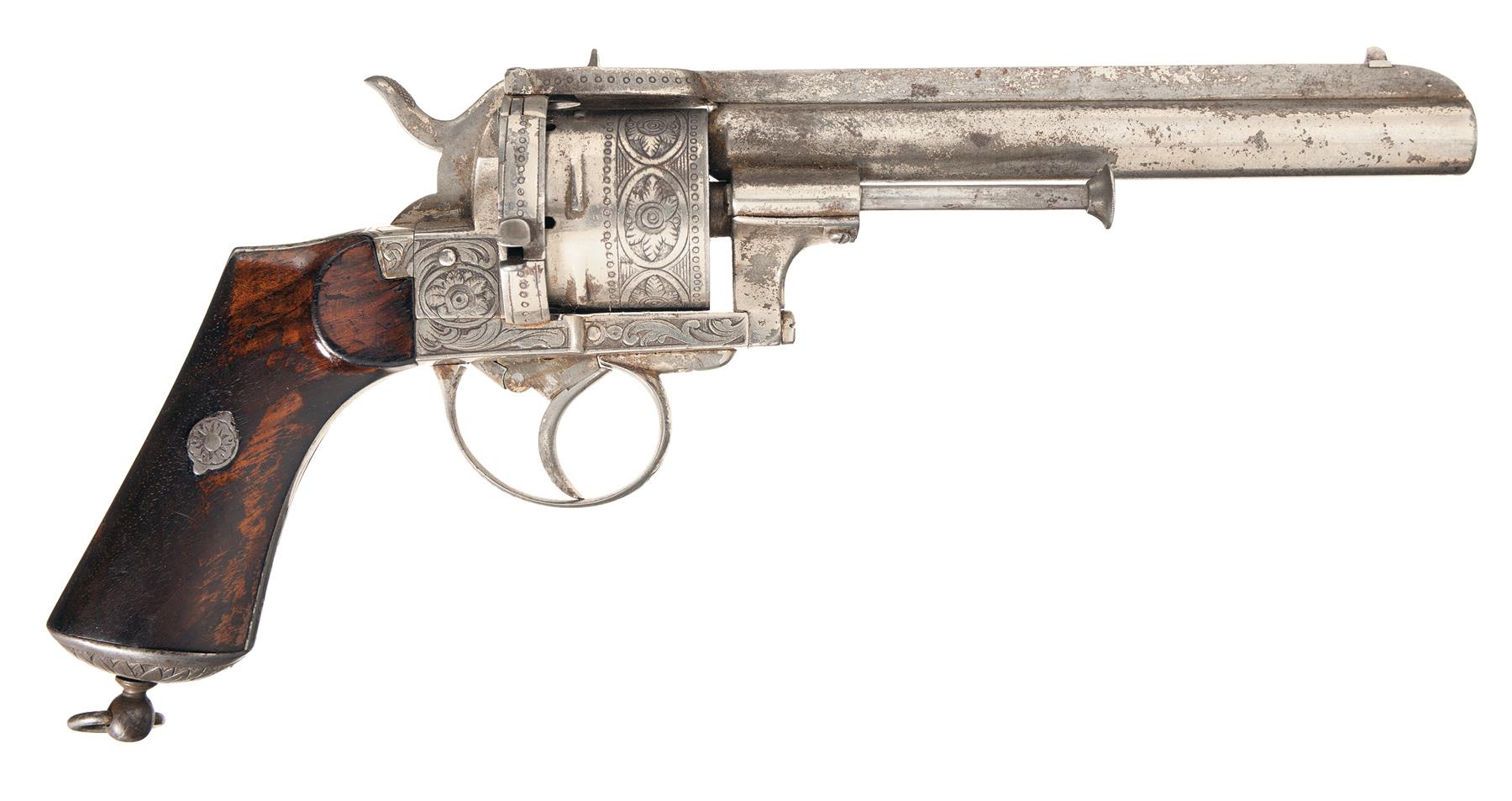 Engraved European Double Action Pinfire Revolver Rock Island Auction 4552