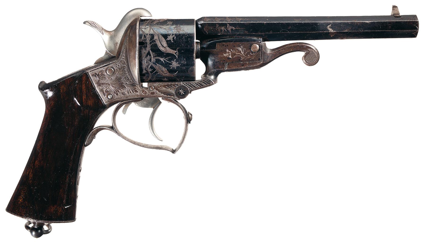 Engraved Javelle Double Action Pinfire Revolver Rock Island Auction 3160