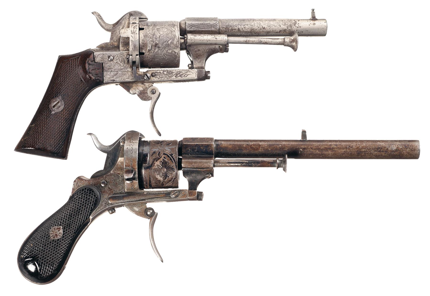 Two Engraved Da Pinfire Revolvers Rock Island Auction 7139