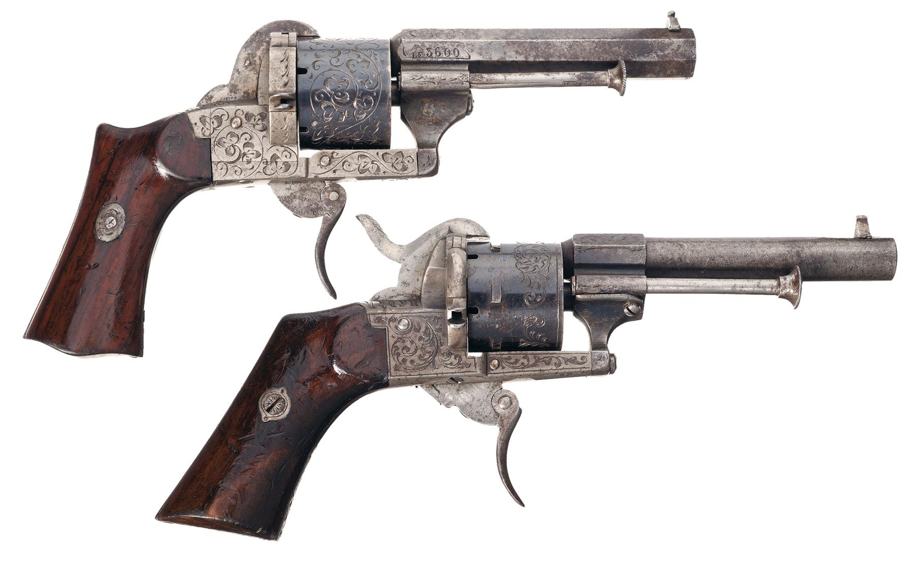 Two Engraved French Pinfire Revolvers Rock Island Auction 9476