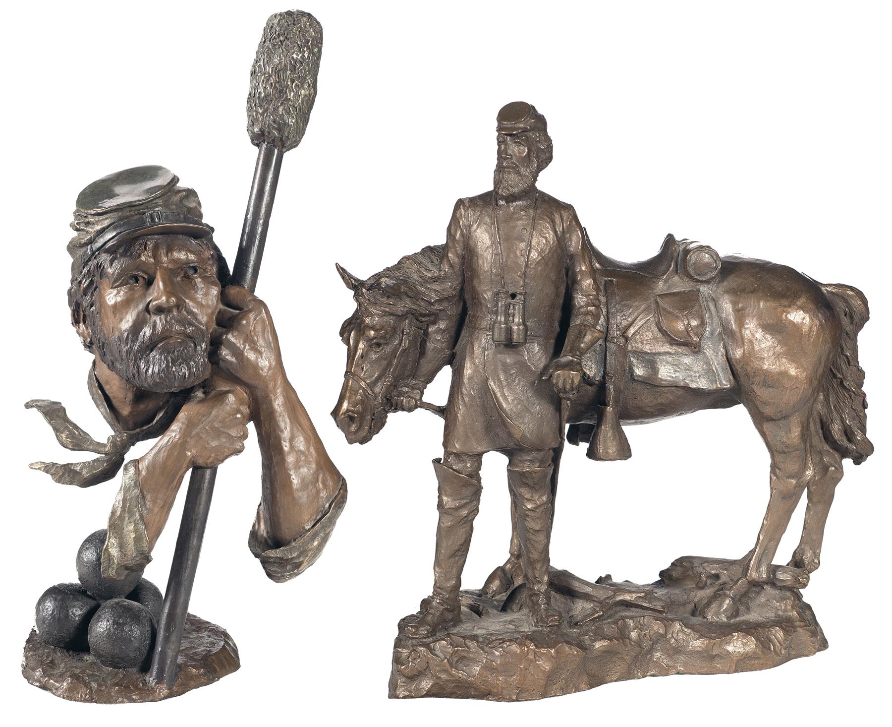 Two Mark Hopkins Bronze Civil War Themed Sculptures